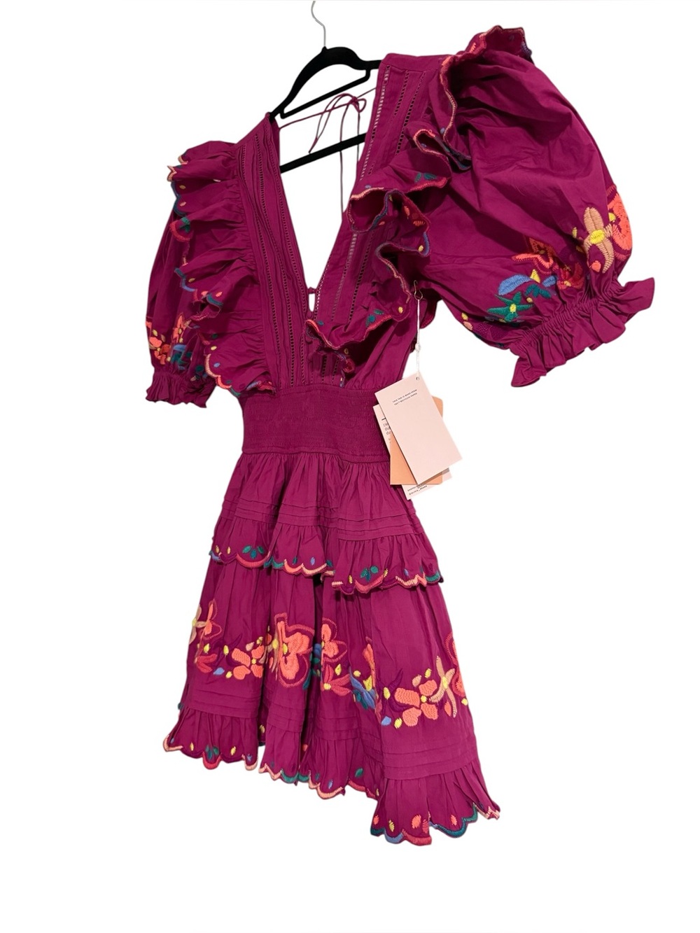 NWT ALIVIA Penny Embroidered Mini Dress in Magenta Size Small - Picture 3 of 9